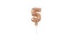 Balón foliový číslice růžovozlatá - Rose Gold 12,5 cm - 5 s držákem