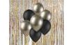 Sada latexových balónov - chromovaná prosecco, čierna 7 ks - 30 cm