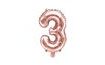 Rose Gold Foil Number Balloon - 35 cm - 3 (NOT HELIUM FILLABLE)