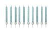 Light blue candles with glitter 10 pcs incl. stand