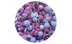 Zmes na zdobenie cukrom Srdiečka, guľôčky a mimózy - fialová a ružová - 50 g