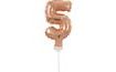 Fólia lufi szám - 5 - RÓZSASZÍN ARANY - ROSE GOLD 12,5 cm tartóval