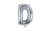Fólia léggömb "D" betű, 35 cm, ezüst (NEM Tölthető héliummal)