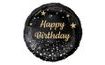 Fólia léggömb 45 cm kerek - fekete arany felirattal - Boldog Születésnapot - születésnap