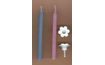 Candles with holders - blue 15 pcs