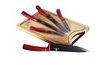 6-Piece Non-Stick Knife Set + Cutting Board Burgundy Line