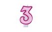 Születésnapi gyertya 3, rózsaszín, 7 cm