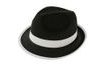 Black Gangster Hat with White Ribbon