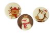 Chocolate decoration Christmas trio - 3 cm rounds with print - 63 pcs