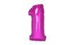 Balónové číslice ružové 35 cm - 1 (NELZE PLNIT HELIEM)