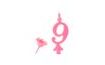 Birthday candle with pricking stand - Numbers pink 9