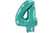 Turquoise Foil Balloon Number 4 (Tiffany) 115 cm