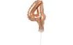 Balón foliový číslice - 4 - RŮŽOVO ZLATÁ - ROSE GOLD 12,5 cm s držákem