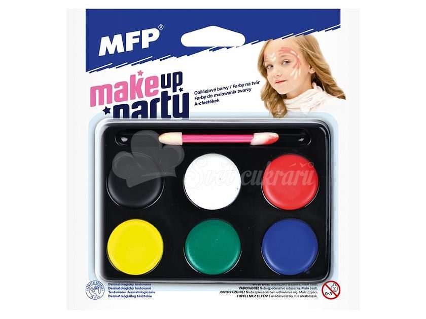 World of Confectioners - MakeUp Party Face Paint Set with Brush - 6 pcs -  MFP Paper - Masks and costumes - Celebrations and parties