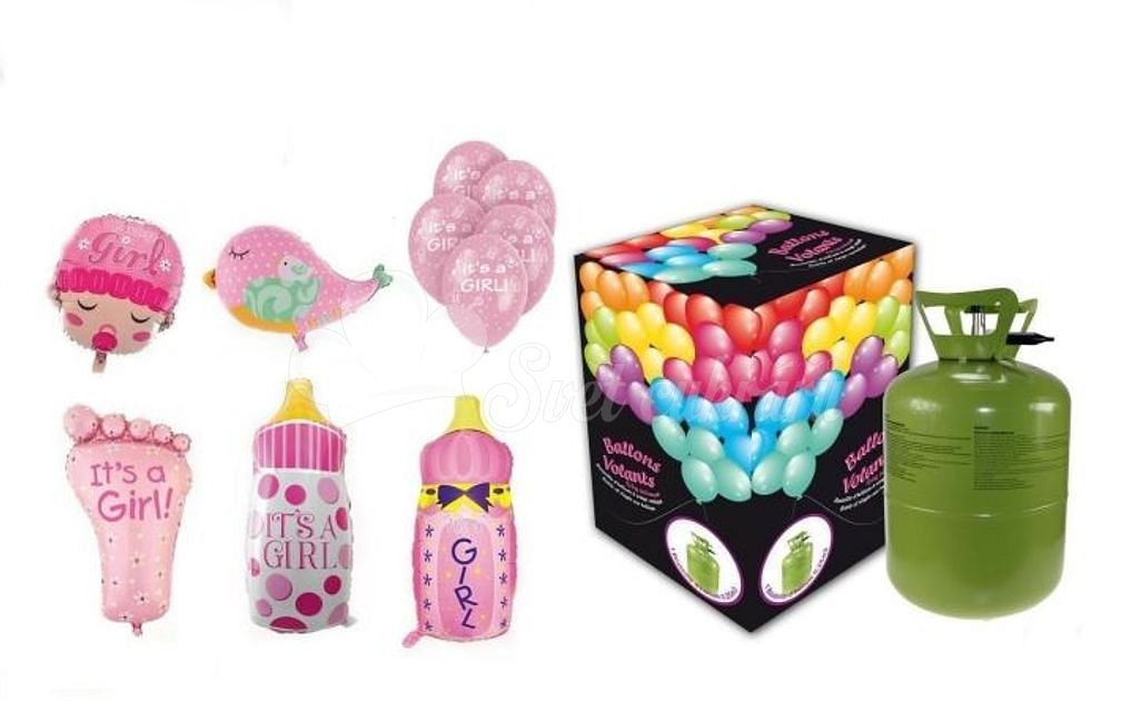 Svet cukrárov - Hélium na plnenie balónov + balóny na oslavu narodenia  dievčatka - 250 l - BALLONPUB - Hélium na balóny - Oslavy a party
