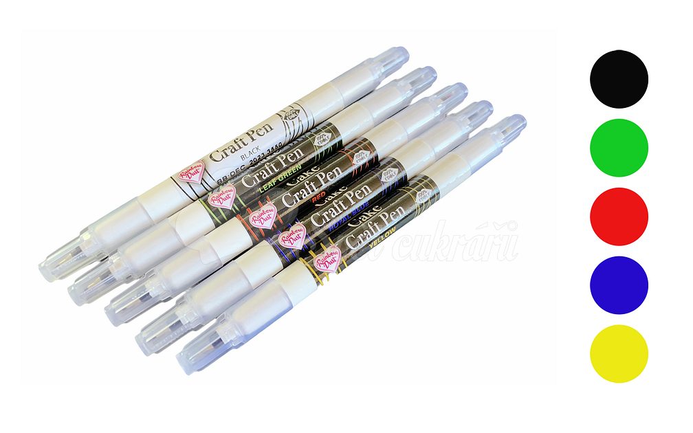 World of Confectioners - Cake Craft Edible Pen 2-site Multipack - 5 colours  - Rainbow Dust - Two-sided markers - Food colors and pigments, Raw materials