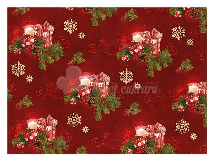 Baliaci papier LUX - vianočné darčeky červený - listy 100x70 cm - MFP Paper  - Darčekový baliaci papier - Papierový tovar - Svet cukrárov