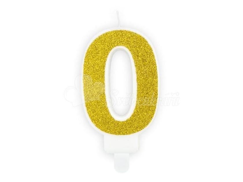 World of Confectioners Birthday candle 0, gold, 7 cm PartyDeco