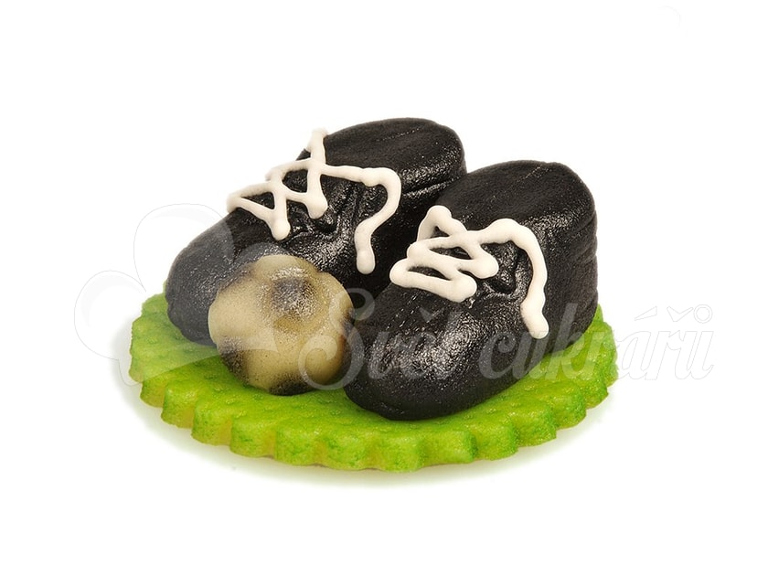 Labdarúgó cipő, marcipán labdával - fekete - Frischmann - Marcipán figurák  - Marcipán, Alapanyagok - Cukrász világ
