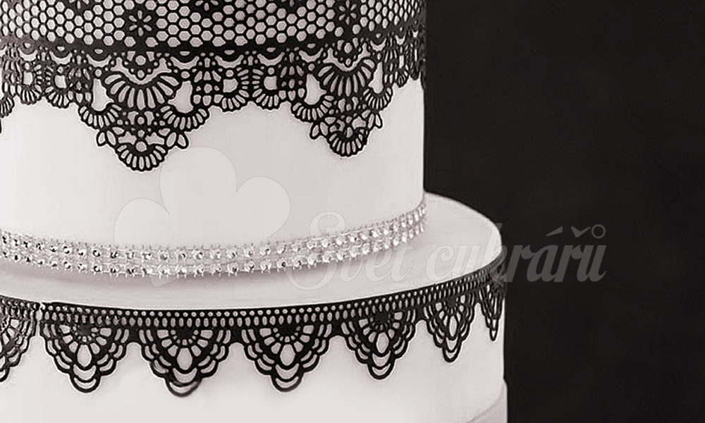 World of Confectioners - Edible lace Smart Lace Black - black ready-made  160 g - Madame Loulou - Edible lace - Edible decoration, Raw materials