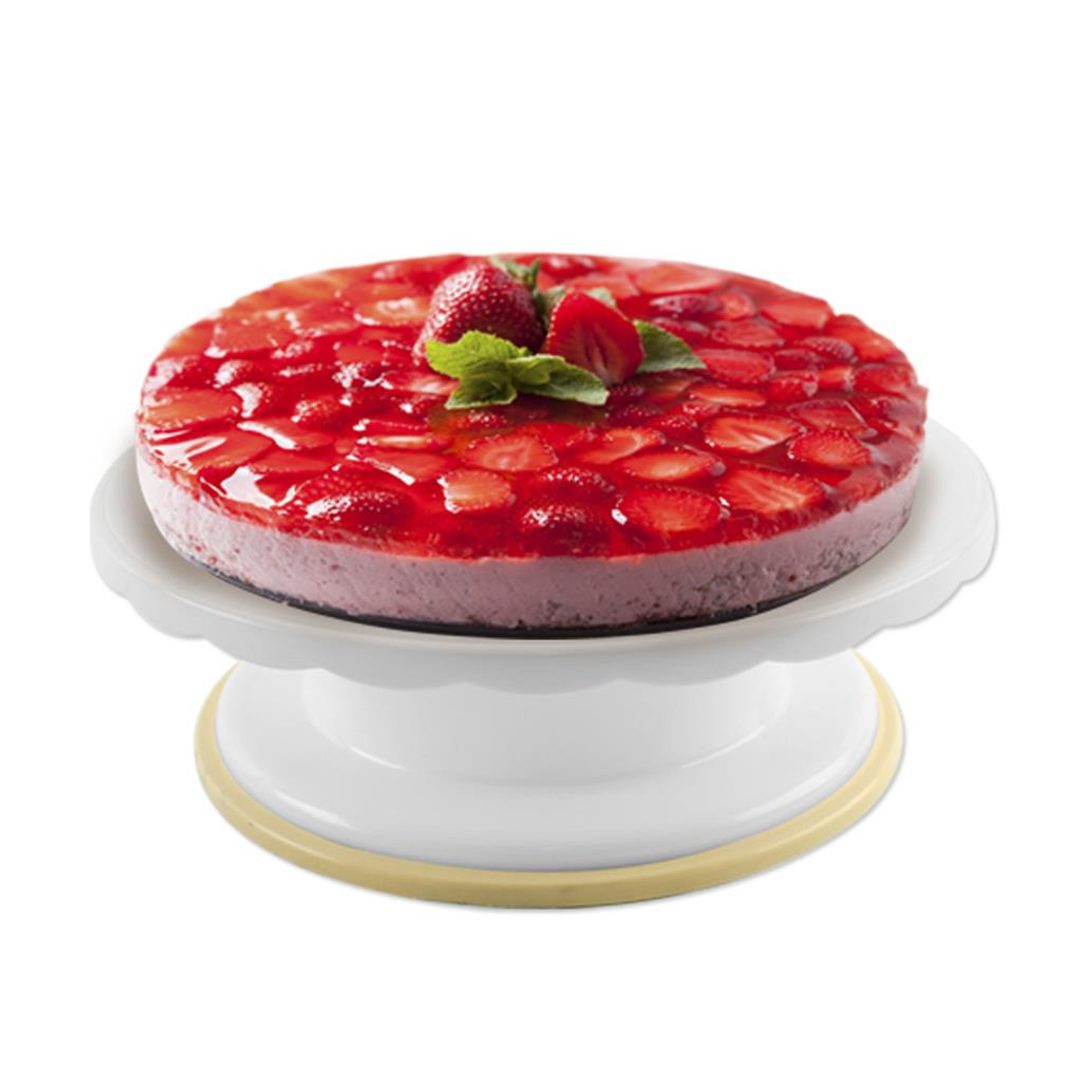 World of Confectioners - Serving tray - rotating cake stand - glass steel -  dia. 30 cm - Swivel stands for decoration (lazy susan) - Cake mats, stands,  tapes, Pastry necessities