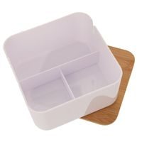WHITNEY COSMETIC CONTAINER IN PLASTIC/BAMBOO WITH MIRROR