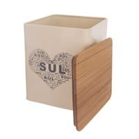 DÓZA PLECH/DREVO 11,5X11,5X14 CM SŮL SRDCE