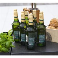 STOJAN NA PIVNÉ LÁHVE A PŮLLITRY Z KOVU A DREVA, 6 POZÍCIÍ