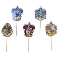HARRY POTTER CAKE AND CUPCAKE TOPPERS - HOGWARTS CRESTS, 6 PCS