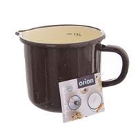 BROWN ENAMEL MUG WITH SPOUT, 12 CM