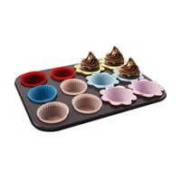 NON-STICK TEFLON MUFFIN PAN WITH 12 SILICONE CUPS