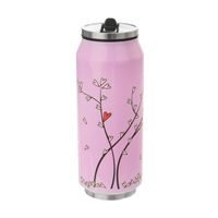HEART AND TREE DESIGN PINK THERMOS CAN 0.4 L
