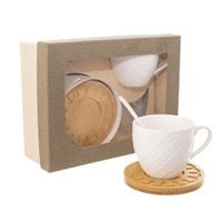 HRNČEK PORC.+PODŠÁLKA+LYŽIČKA BAMBU 0,25 L 2 KS