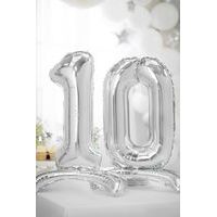 SILVER STANDING FOIL BALLOON NUMBER 0 - 70 CM