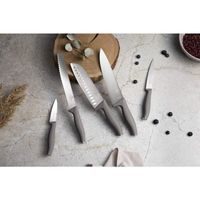 BAMBOO KNIFE SET WITH STAND 6 PCS TAUPE COLLECTION