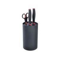 ORION ROUND PLASTIC KNIFE STAND WITH BRISTLES BLACK