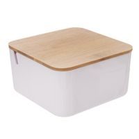 WHITNEY COSMETIC CONTAINER IN PLASTIC/BAMBOO WITH MIRROR