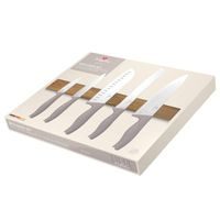 KNIFE SET WITH MAGNETIC HOLDER MADE OF ACACIA WOOD 6 PCS TAUPE COLLECTION