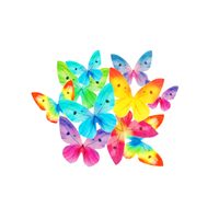RAINBOW BUTTERFLIES - DECORATION MADE OF EDIBLE PAPER 87 PCS