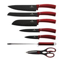 8-PIECE KNIFE SET WITH NON-STICK COATING IN BURGUNDY METALLIC LINE