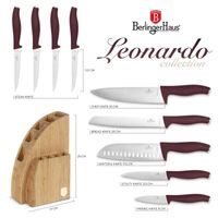 BERLINGERHAUS KNIFE SET WITH BAMBOO STAND 10 PCS LEONARDO COLLECTION BH-2980