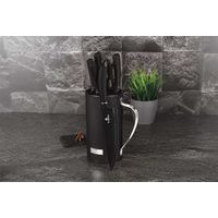 7-PIECE KNIFE SET IN STAND - BLACK SILVER COLLECTION