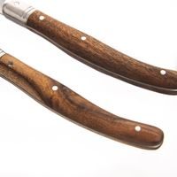 STEAK KNIFE AND FORK SET STAINLESS STEEL/WOOD