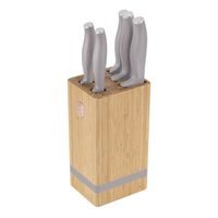 BAMBOO KNIFE SET WITH STAND 6 PCS TAUPE COLLECTION