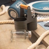 SPICE DISPENSER SET METAL/GLASS 2 PCS