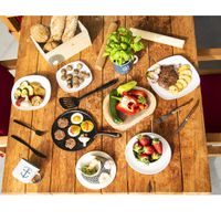 STEAK KNIFE AND FORK SET STAINLESS STEEL/WOOD