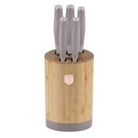 BAMBOO KNIFE SET WITH STAND 6 PCS TAUPE COLLECTION