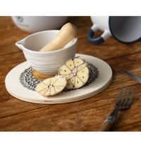 MANDALA WOODEN POT MAT - 20 CM DIAMETER