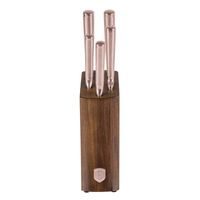 KNIFE SET WITH ACACIA WOOD STAND, 6 PCS TAUPE COLLECTION