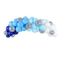 BALLOON GARLAND BLUE - WHITE - SILVER 200 CM - 60 PCS OF BALLOONS